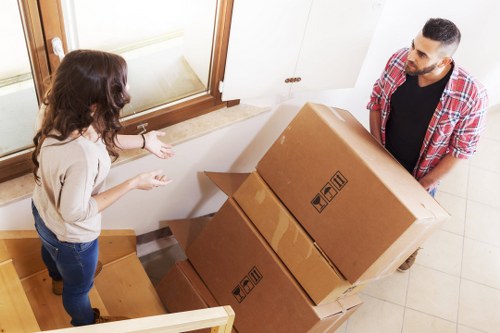 Local removal truck loading furniture and boxes